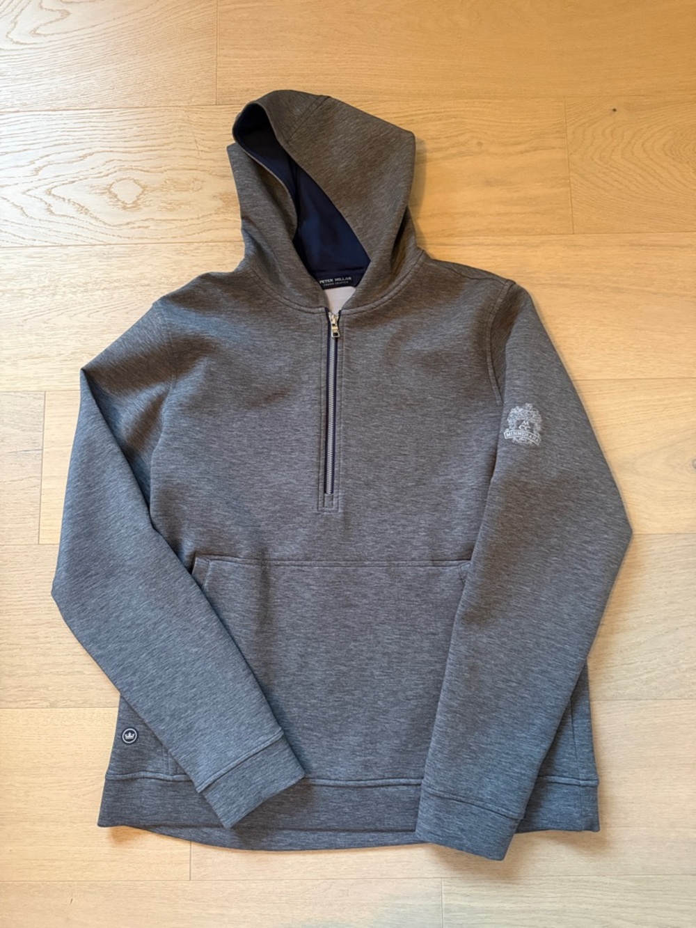 Peter Millar Heather Gray Half-Zip Hooded Pullover